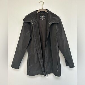Guess Black Polyvinyl Zipper Jacket size Medium